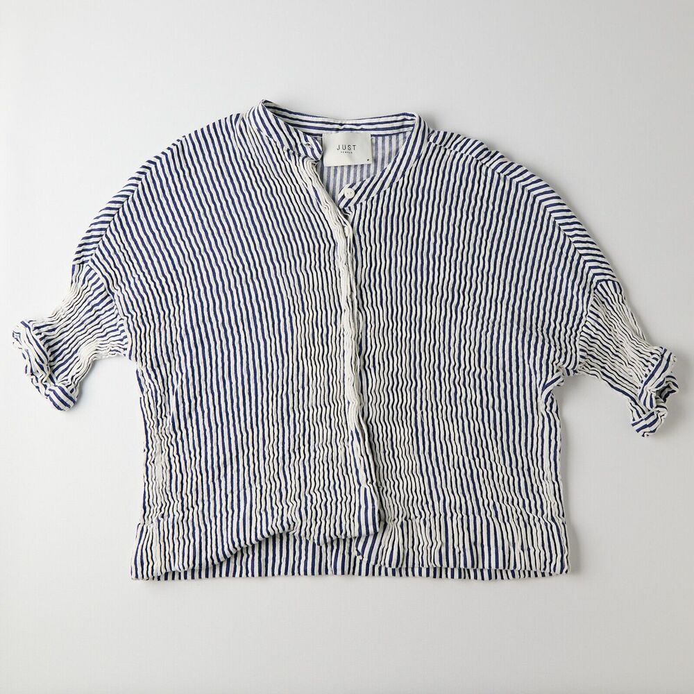 Just Female Blouse Shirt Women's Medium Striped Classic Resort Costal Preppy